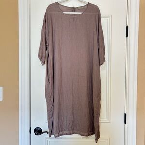 CP Shades Linen Brown Tunic Dress